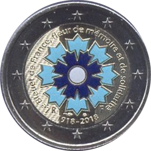Moneda de 2 Euros Conmemorativos de Francia 2018 - Bleuet de France - Variante Coloreada