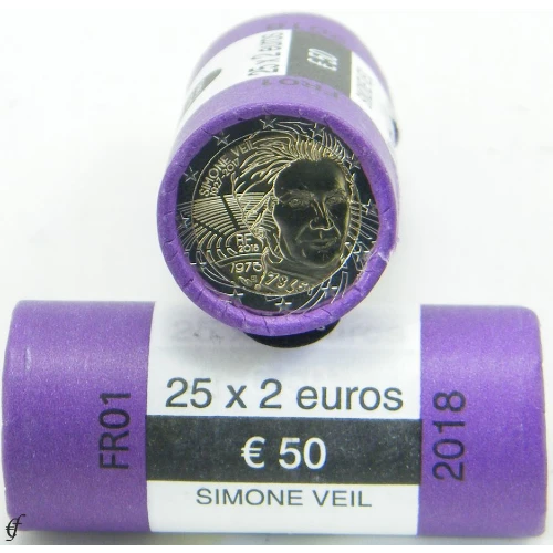 Moneda de 2 Euros Conmemorativos de Francia 2018 - Simone Veil - Rollo - Foto 1