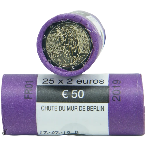 Moneda de 2 Euros Conmemorativos de Francia 2019 - Caída del Muro de Berlín - Rollo - Foto 1