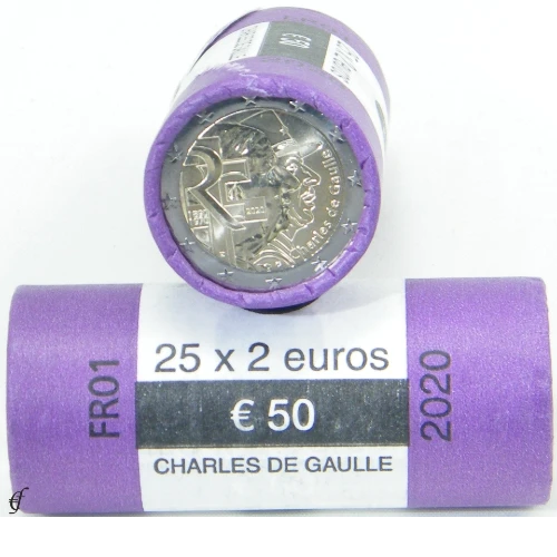 Moneda de 2 Euros Conmemorativos de Francia 2020 - Charles de Gaulle - Rollo - Foto 1