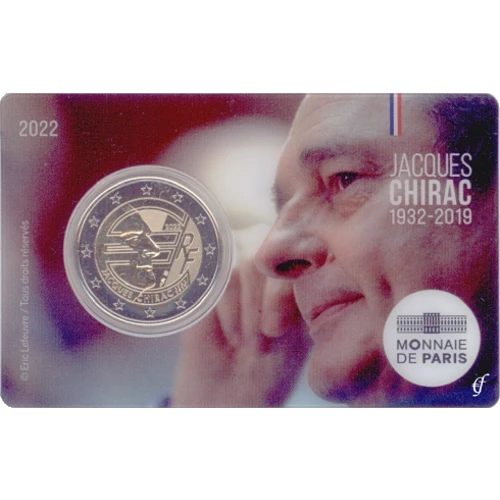 Moneda de 2 Euros Conmemorativos de Francia 2022 - 20 Aniversario de las Monedas y Billetes de Euro Jacques Chirac - Coincard - Foto 1