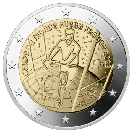 Moneda de 2 Euros Conmemorativos de Francia 2023 - Copa del Mundo de Rugby 2023