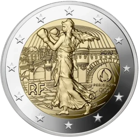 Moneda de 2 Euros Conmemorativos de Francia 2023 - Juegos Olímpicos de París 2024 Semeuse Boxeadora