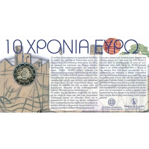 Moneda de 2 Euros Conmemorativos de Grecia 2012 - 10 Aniversario de las Monedas y Billetes de Euro - Coincard - Foto 1