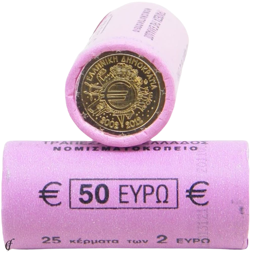 Moneda de 2 Euros Conmemorativos de Grecia 2012 - 10 Aniversario de las Monedas y Billetes de Euro - Rollo - Foto 1