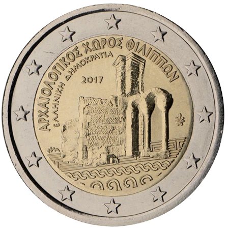 Moneda de 2 Euros Conmemorativos de Grecia 2017 - Sitio Arqueológico de Filipos