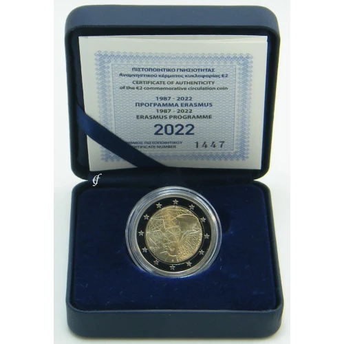 Moneda de 2 Euros Conmemorativos de Grecia 2022 - 35 Aniversario del Programa Erasmus - Estuche Proof - Foto 1