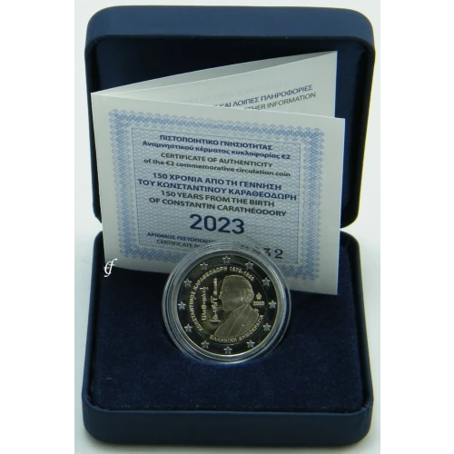 Moneda de 2 Euros Conmemorativos de Grecia 2023 - Constantin Carathéodory - Estuche Proof - Foto 1