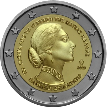 Moneda de 2 Euros Conmemorativos de Grecia 2023 - Maria Callas