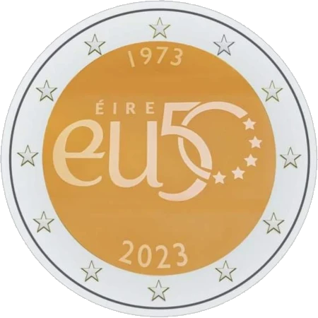 Moneda de 2 Euros Conmemorativos de Irlanda 2023 - 50 Aniversario de la Membresía de Irlanda en la Unión Europea
