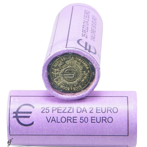 Moneda de 2 Euros Conmemorativos de Italia 2012 - 10 Aniversario de las Monedas y Billetes de Euro - Rollo - Foto 1