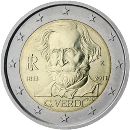 Moneda de 2 Euros Conmemorativos de Italia 2013 - Giuseppe Verdi