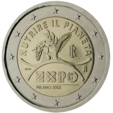 Moneda de 2 Euros Conmemorativos de Italia 2015 - Exposición Universal de Milán 2015