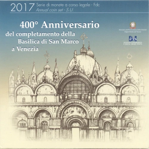 Moneda de 2 Euros Conmemorativos de Italia 2017 - Basílica de San Marcos en Venecia - Cartera Anual Flor de Cuño - Foto 1