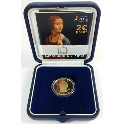 Moneda de 2 Euros Conmemorativos de Italia 2019 - Leonardo da Vinci - Estuche Proof - Foto 1