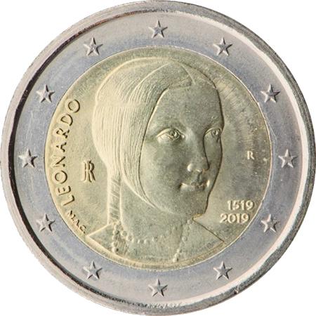 Moneda de 2 Euros Conmemorativos de Italia 2019 - Leonardo da Vinci