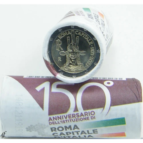 Moneda de 2 Euros Conmemorativos de Italia 2021 - 150 Aniversario del Establecimiento de Roma como Capital de Italia - Rollo Conmemorativo - Foto 1
