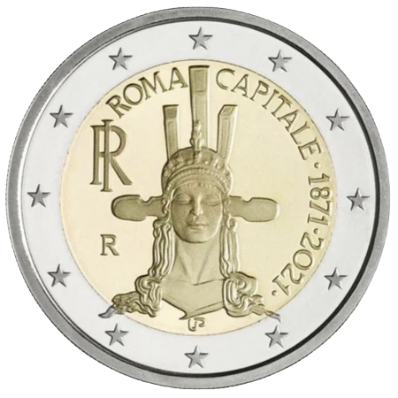 Moneda de 2 Euros Conmemorativos de Italia 2021 - 150 Aniversario del Establecimiento de Roma como Capital de Italia
