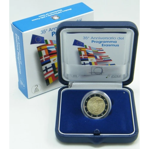 Moneda de 2 Euros Conmemorativos de Italia 2022 - 35 Aniversario del Programa Erasmus - Estuche Proof - Foto 1