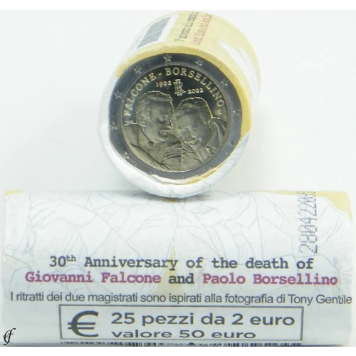 Moneda de 2 Euros Conmemorativos de Italia 2022 - Giovanni Falcone y Paolo Borsellino - Rollo Conmemorativo - Foto 1