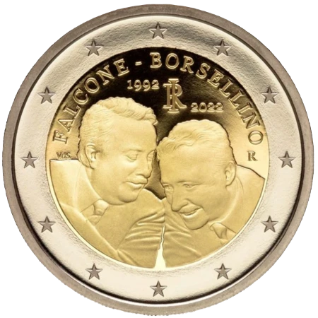 Moneda de 2 Euros Conmemorativos de Italia 2022 - Giovanni Falcone y Paolo Borsellino