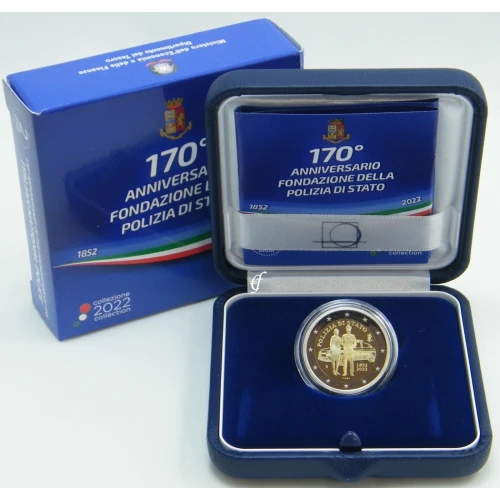 Moneda de 2 Euros Conmemorativos de Italia 2022 - Polizia di Stato - Estuche Proof - Foto 1