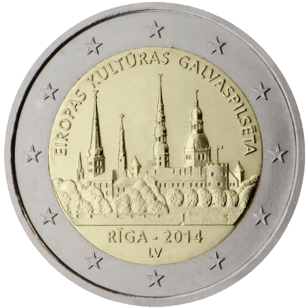 Moneda de 2 Euros Conmemorativos de Letonia 2014 - Riga Capital Europea de la Cultura