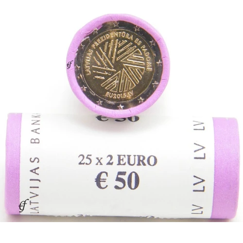Moneda de 2 Euros Conmemorativos de Letonia 2015 - Presidencia Letonia del Consejo de la Unión Europea - Rollo - Foto 1