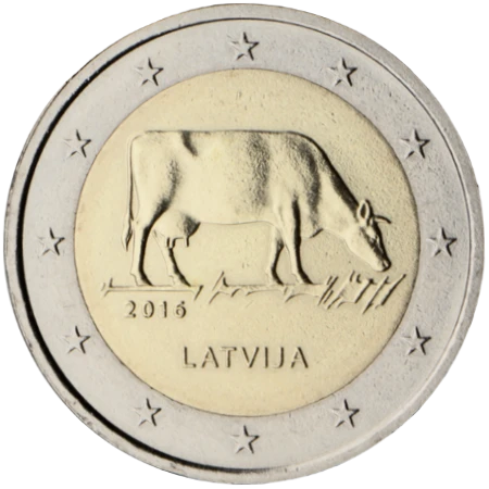 Moneda de 2 Euros Conmemorativos de Letonia 2016 - Sector Agrario Letón Vaca