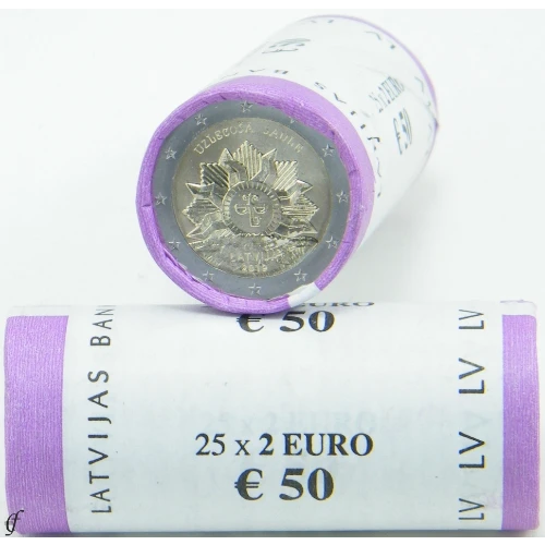Moneda de 2 Euros Conmemorativos de Letonia 2019 - Sol Naciente - Rollo - Foto 1