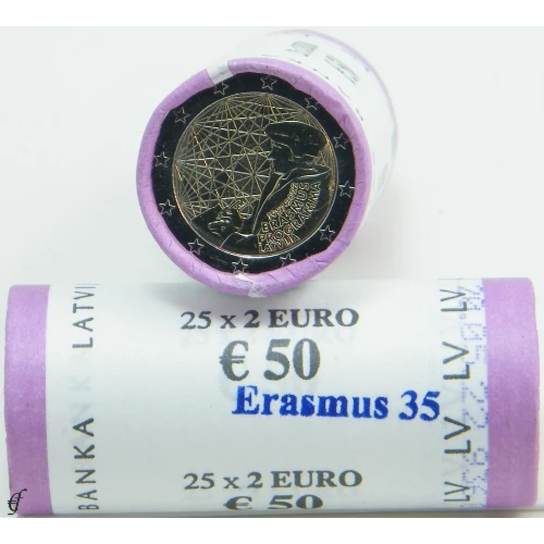 Moneda de 2 Euros Conmemorativos de Letonia 2022 - 35 Aniversario del Programa Erasmus - Rollo - Foto 1