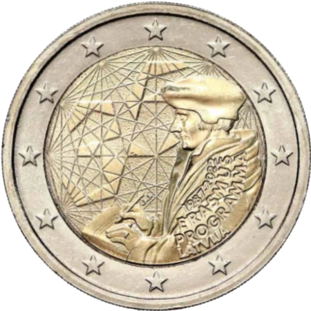 Moneda de 2 Euros Conmemorativos de Letonia 2022 - 35 Aniversario del Programa Erasmus
