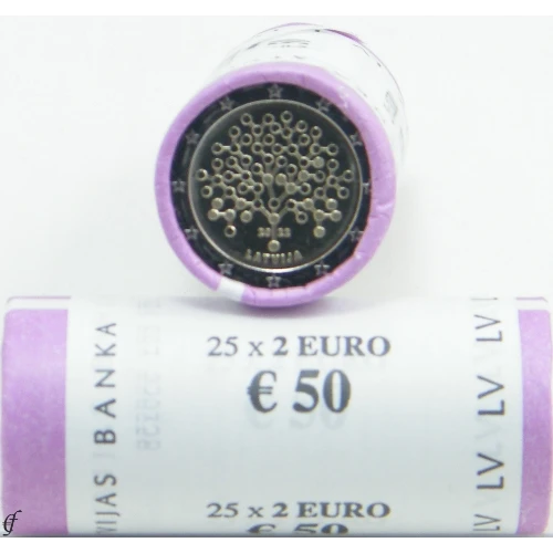 Moneda de 2 Euros Conmemorativos de Letonia 2022 - Competencia Financiera - Rollo - Foto 1