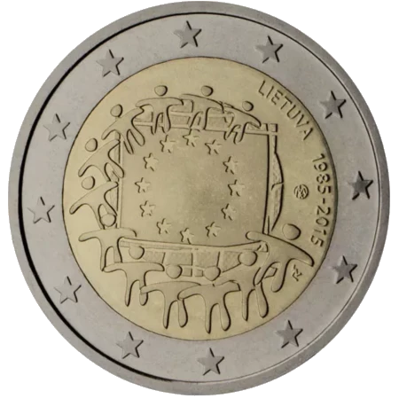 Moneda de 2 Euros Conmemorativos de Lituania 2015 - 30 Aniversario de la Bandera de la Unión Europea