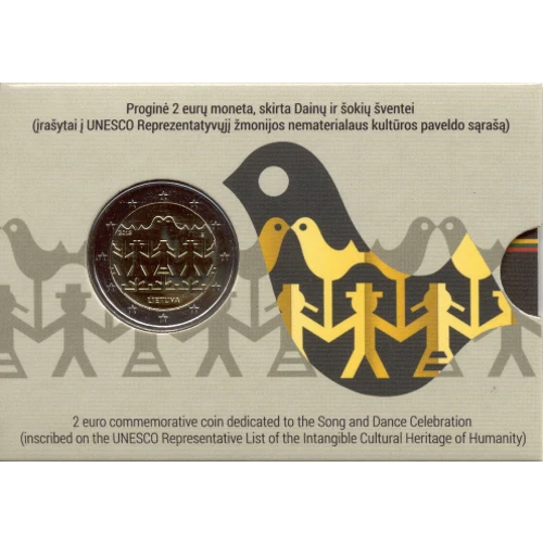 Moneda de 2 Euros Conmemorativos de Lituania 2018 - Festival de la Canción y la Danza - Coincard Beige - Foto 1