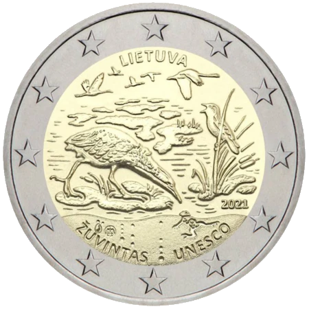 Moneda de 2 Euros Conmemorativos de Lituania 2021 - Reserva de la Biosfera de Žuvintas