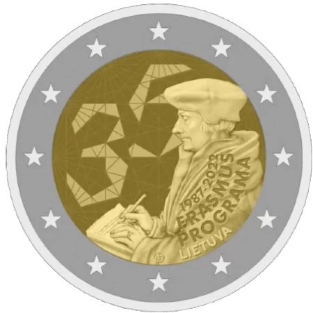 Moneda de 2 Euros Conmemorativos de Lituania 2022 - 35 Aniversario del Programa Erasmus
