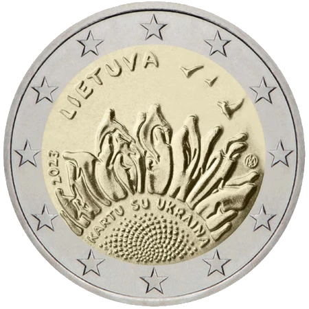 Moneda de 2 Euros Conmemorativos de Lituania 2023 - Juntos con Ucrania