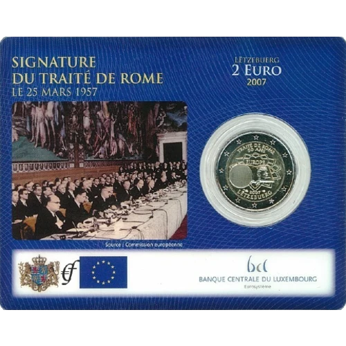 Moneda de 2 Euros Conmemorativos de Luxemburgo 2007 - Tratado de Roma - Coincard - Foto 1