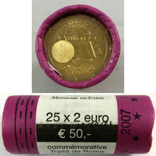 Moneda de 2 Euros Conmemorativos de Luxemburgo 2007 - Tratado de Roma - Rollo - Foto 1
