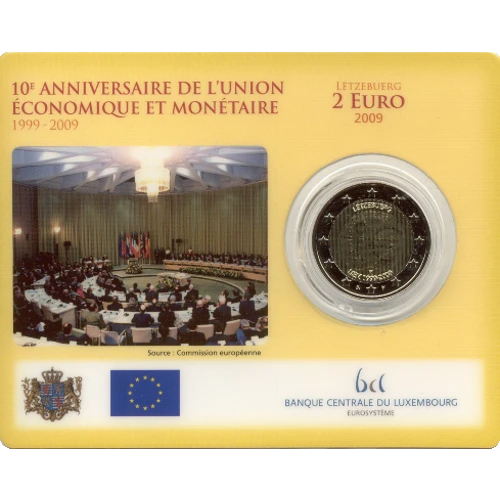 Moneda de 2 Euros Conmemorativos de Luxemburgo 2009 - Unión Económica y Monetaria - Coincard - Foto 1
