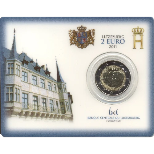 Moneda de 2 Euros Conmemorativos de Luxemburgo 2011 - Nombramiento de Jean Benoît como Heredero al Trono - Coincard - Foto 1