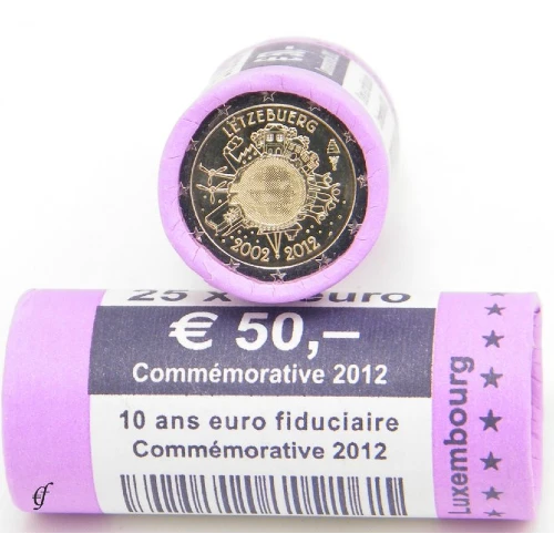 Moneda de 2 Euros Conmemorativos de Luxemburgo 2012 - 10 Aniversario de las Monedas y Billetes de Euro - Rollo - Foto 1