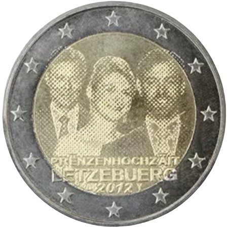 Moneda de 2 Euros Conmemorativos de Luxemburgo 2012 - Boda del Gran Duque Heredero Guillermo y Estefanía de Lannoy