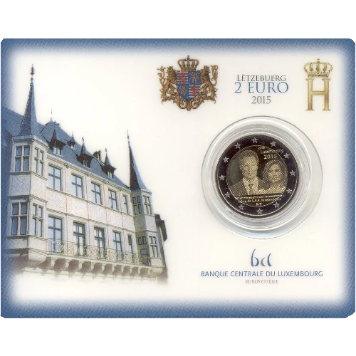 Moneda de 2 Euros Conmemorativos de Luxemburgo 2015 - 15 Aniversario de la Ascensión al Trono del Gran Duque Enrique - Coincard - Foto 1