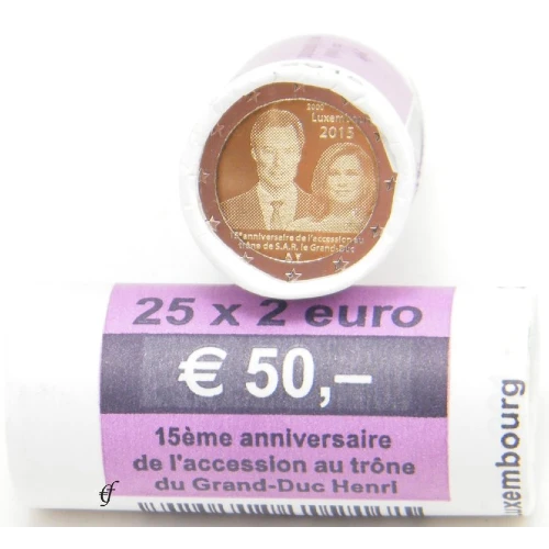 Moneda de 2 Euros Conmemorativos de Luxemburgo 2015 - 15 Aniversario de la Ascensión al Trono del Gran Duque Enrique - Rollo - Foto 1