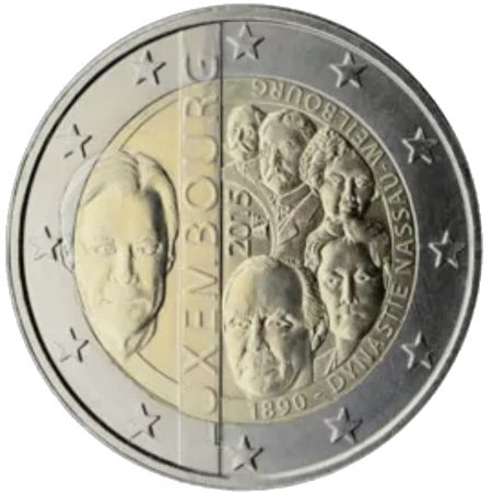 Moneda de 2 Euros Conmemorativos de Luxemburgo 2015 - Dinastía Nassau-Weilburg