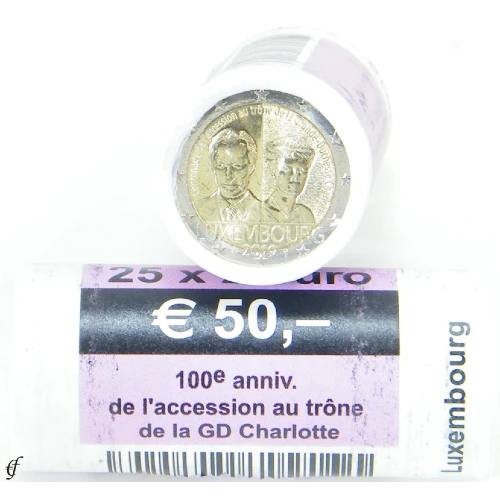 Moneda de 2 Euros Conmemorativos de Luxemburgo 2019 - Ascensión al Trono de la Gran Duquesa Carlota - Rollo - Foto 1