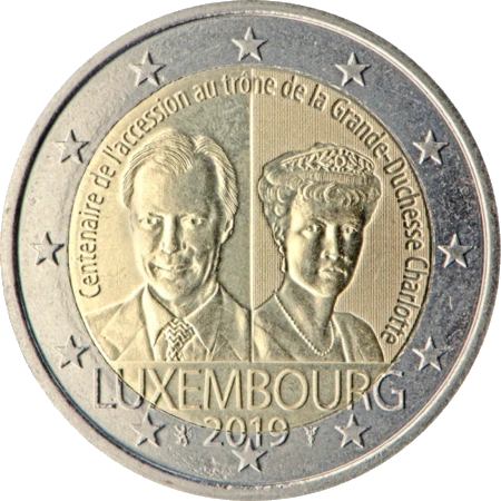 Moneda de 2 Euros Conmemorativos de Luxemburgo 2019 - Ascensión al Trono de la Gran Duquesa Carlota