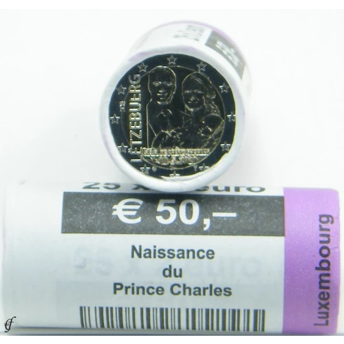 Moneda de 2 Euros Conmemorativos de Luxemburgo 2020 - Nacimiento del Príncipe Charles - Rollo Grabado - Foto 1
